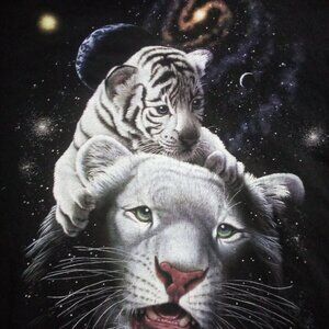 Vintage White Tiger King Magic Outer Space T-Shirt